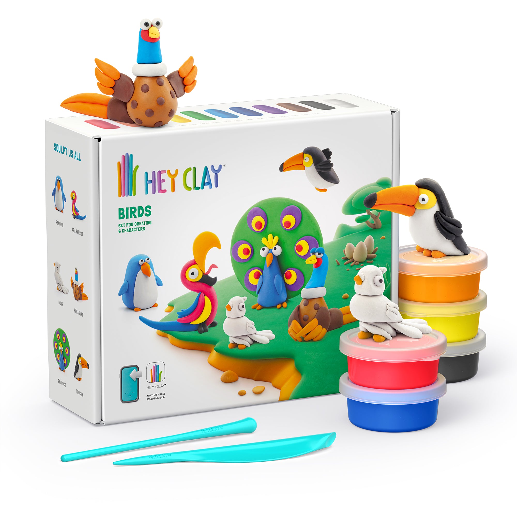 HEY CLAY Birds - Air-Dry Clay Kit for Kids