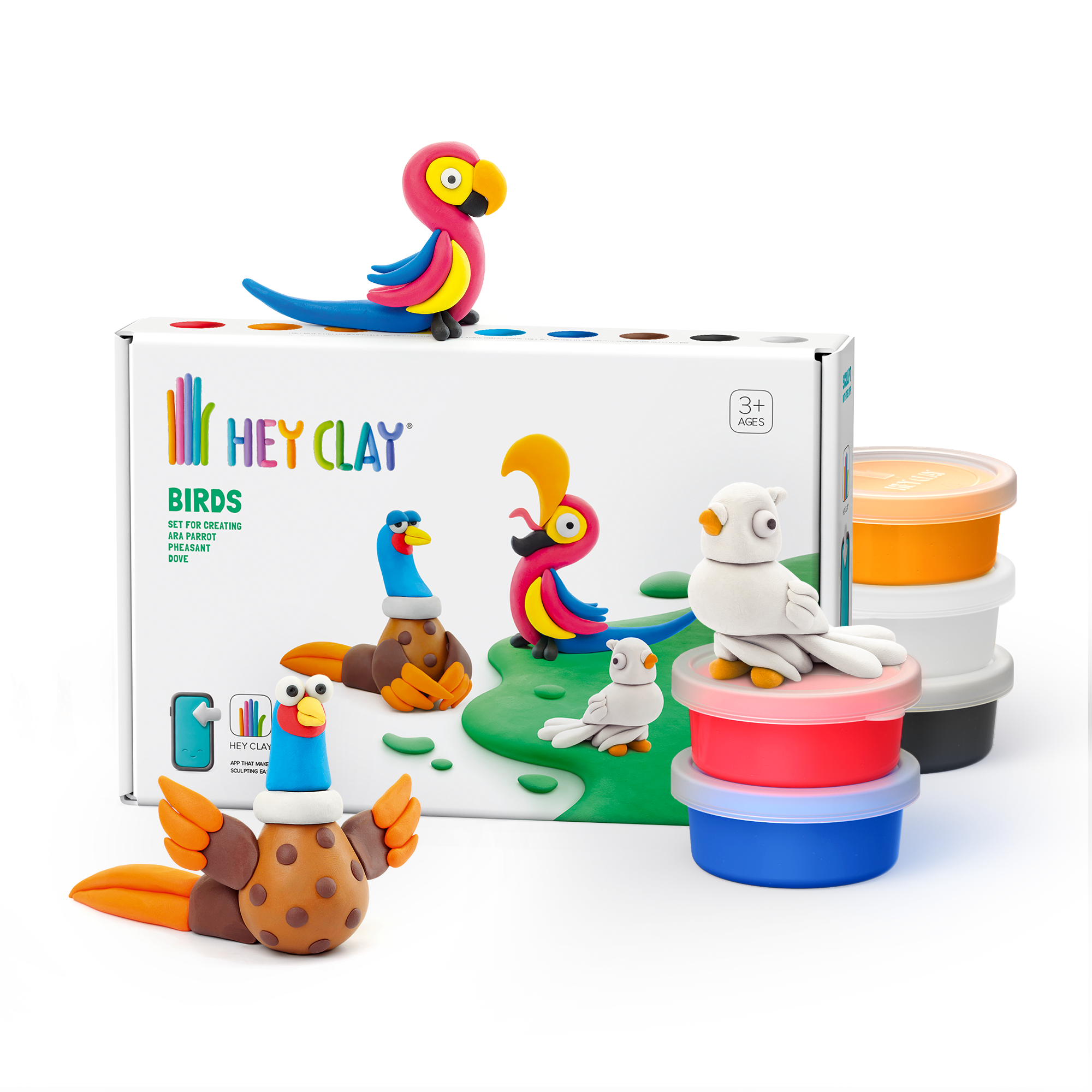 HEY CLAY Pheasant, Parrot & Dove - Bird Clay Kit for Kids