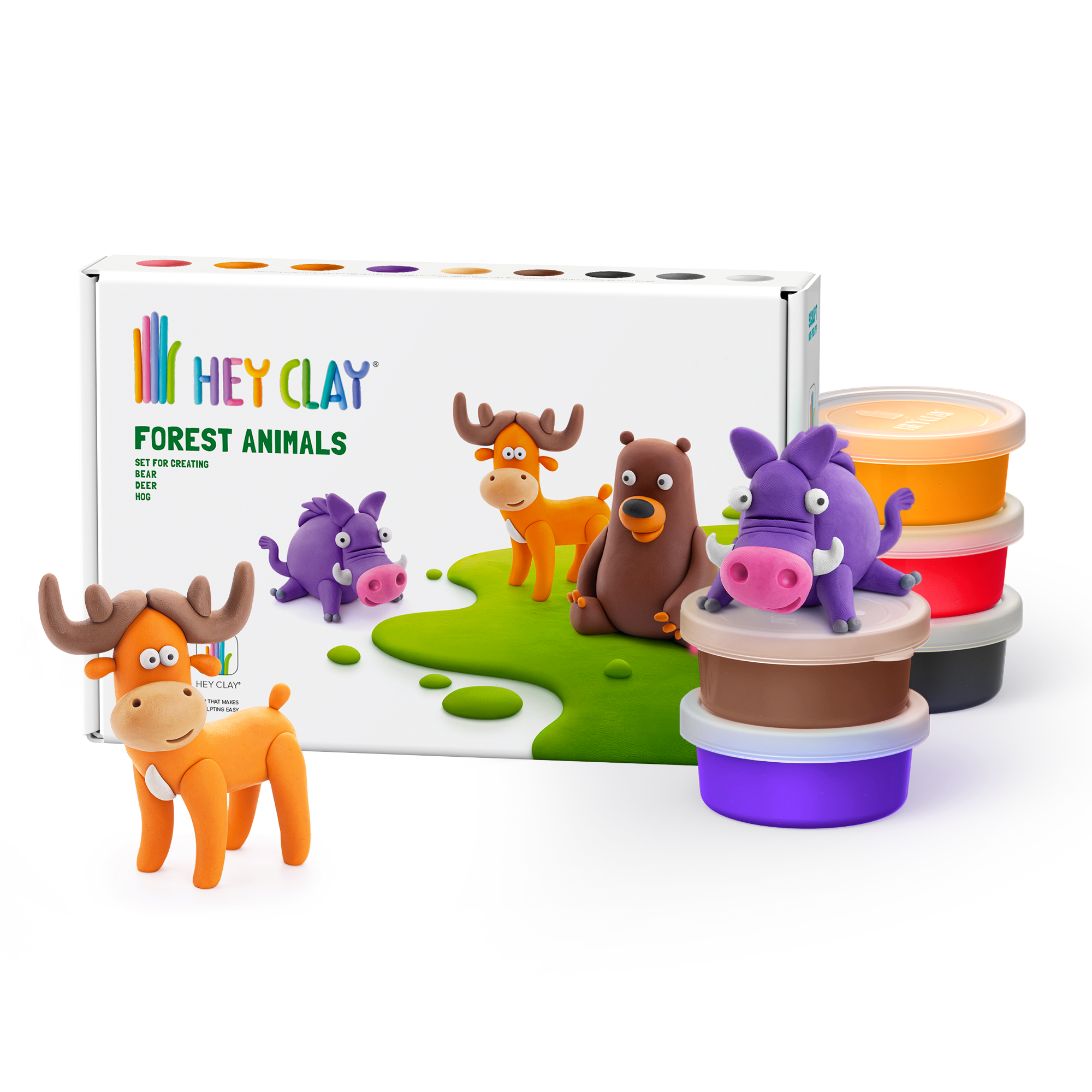 HEY CLAY Wolf, Fox & Squirrel - Forest Animal Clay Kit for Kids