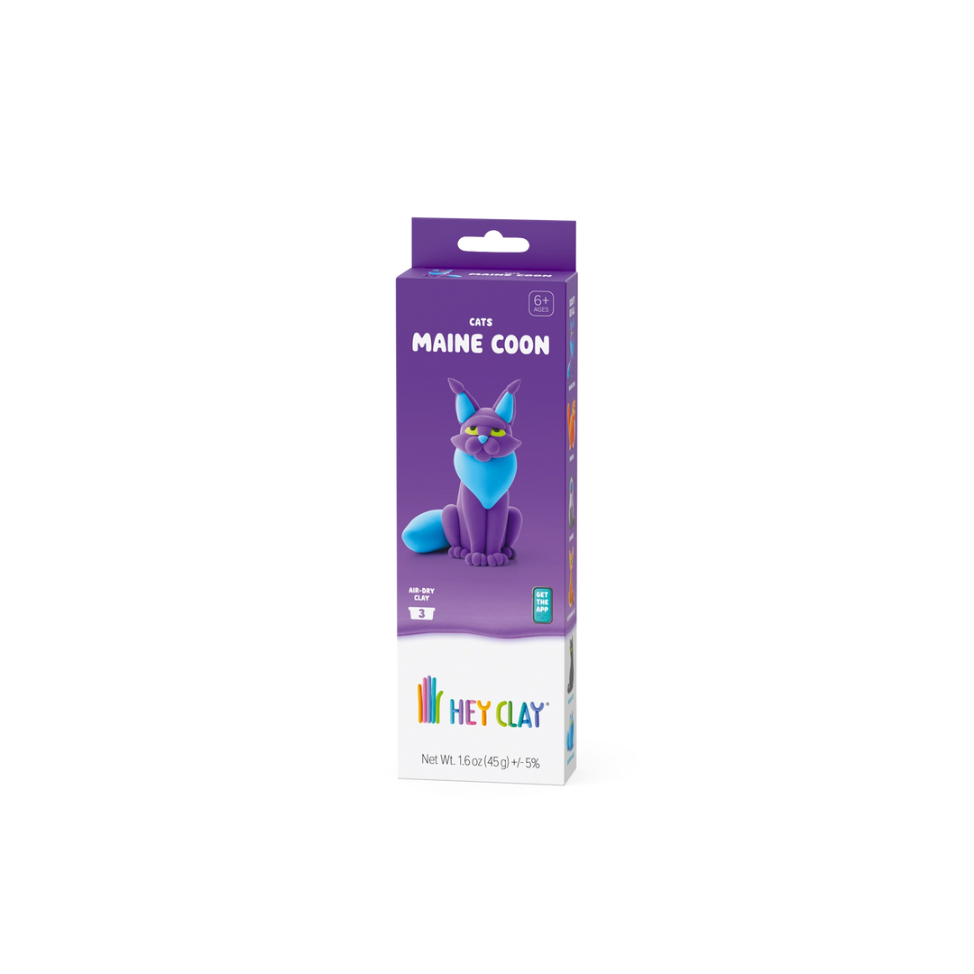 HEY CLAY Maine Coon cat air-dry clay kit, package front