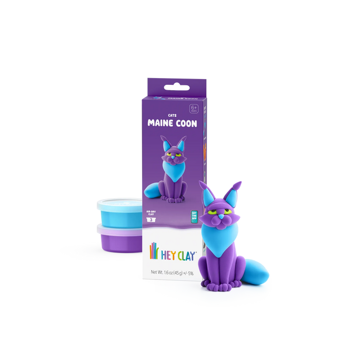 HEY CLAY Maine Coon cat package with 3 clay cans