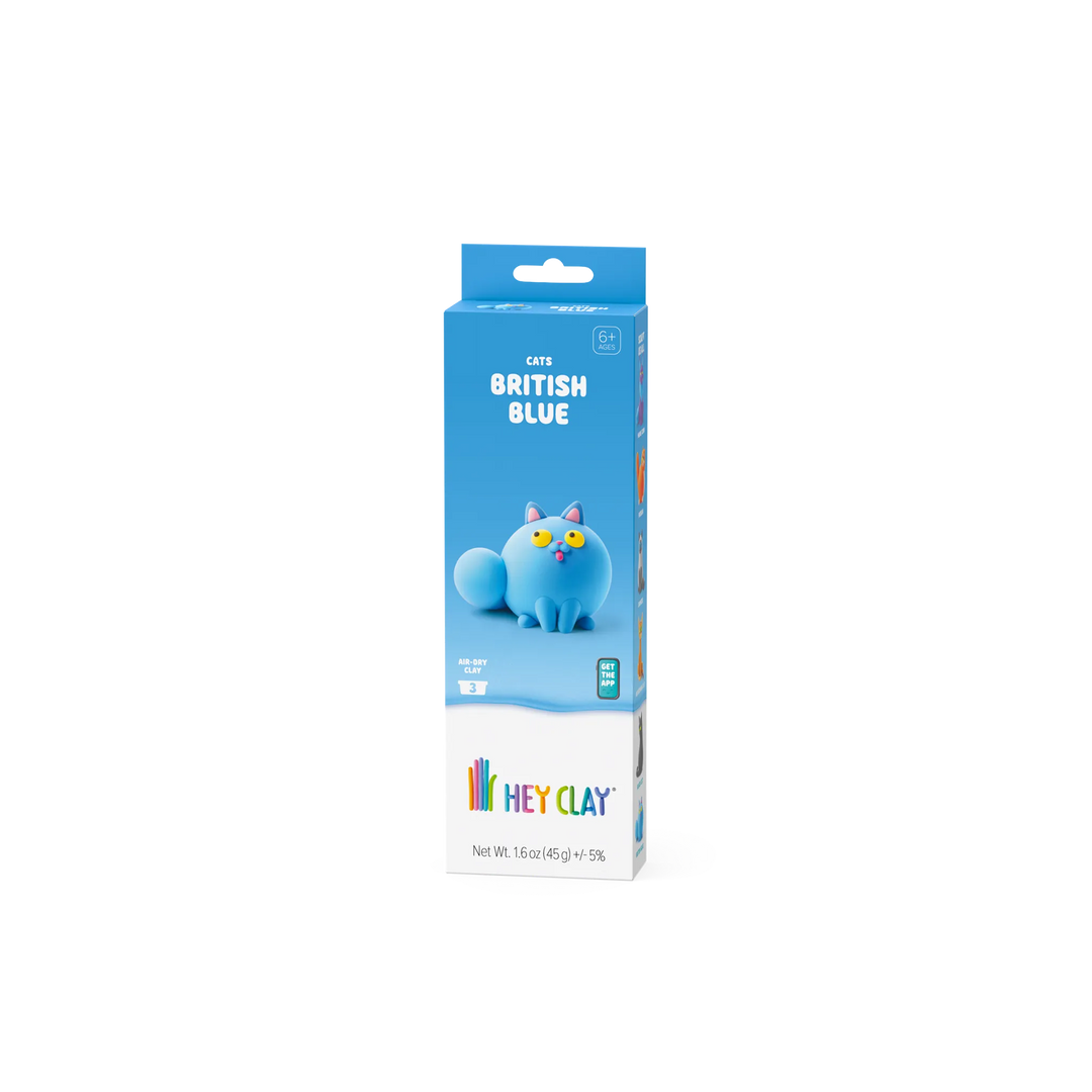 HEY CLAY British Blue cat air-dry clay kit, package front