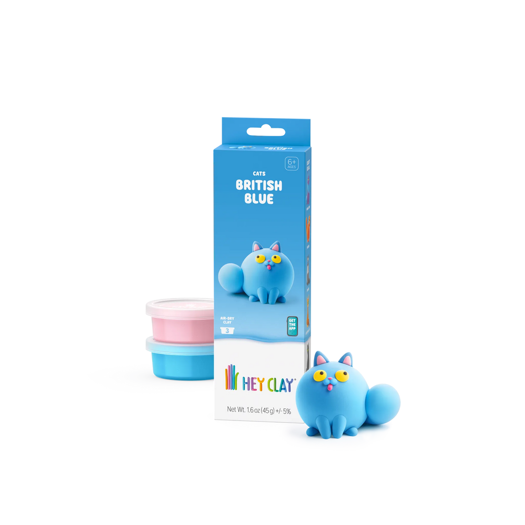 HEY CLAY British Blue cat package with 3 clay cans