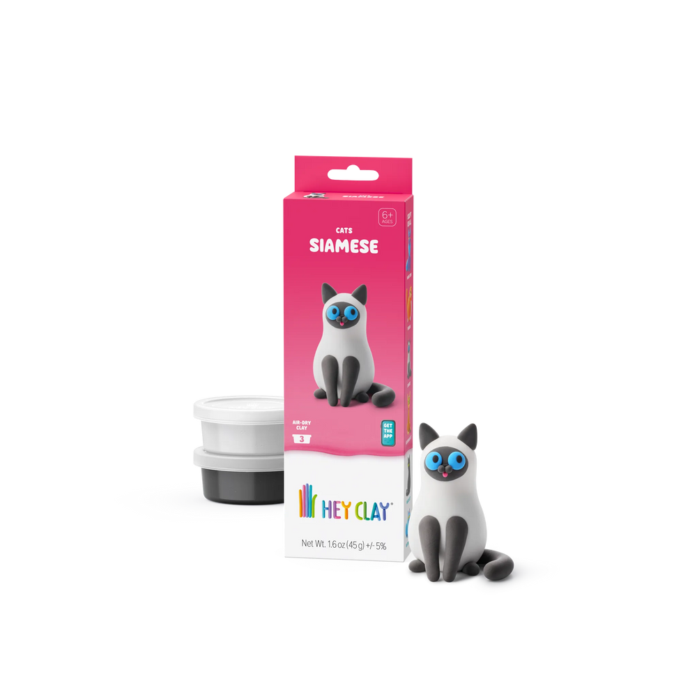 HEY CLAY Siamese cat package with 3 clay cans