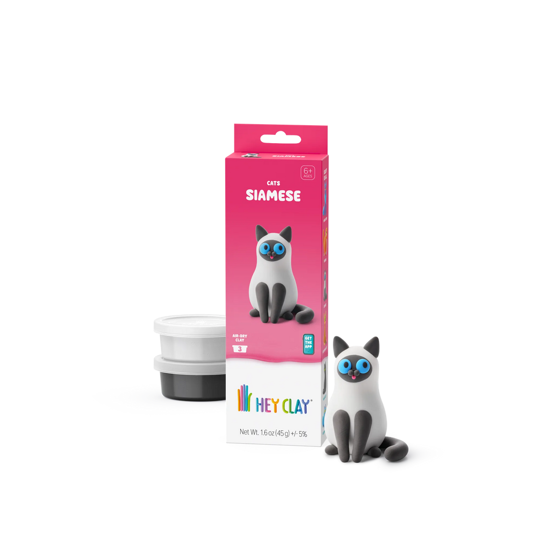 HEY CLAY Siamese cat package with 3 clay cans