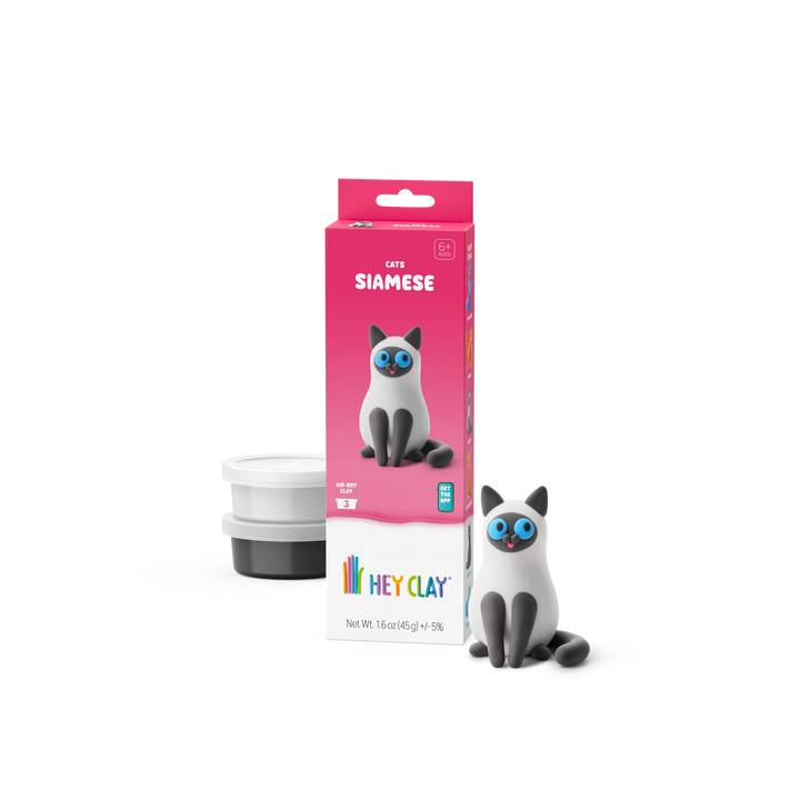 HEY CLAY Siamese cat package with 3 clay cans