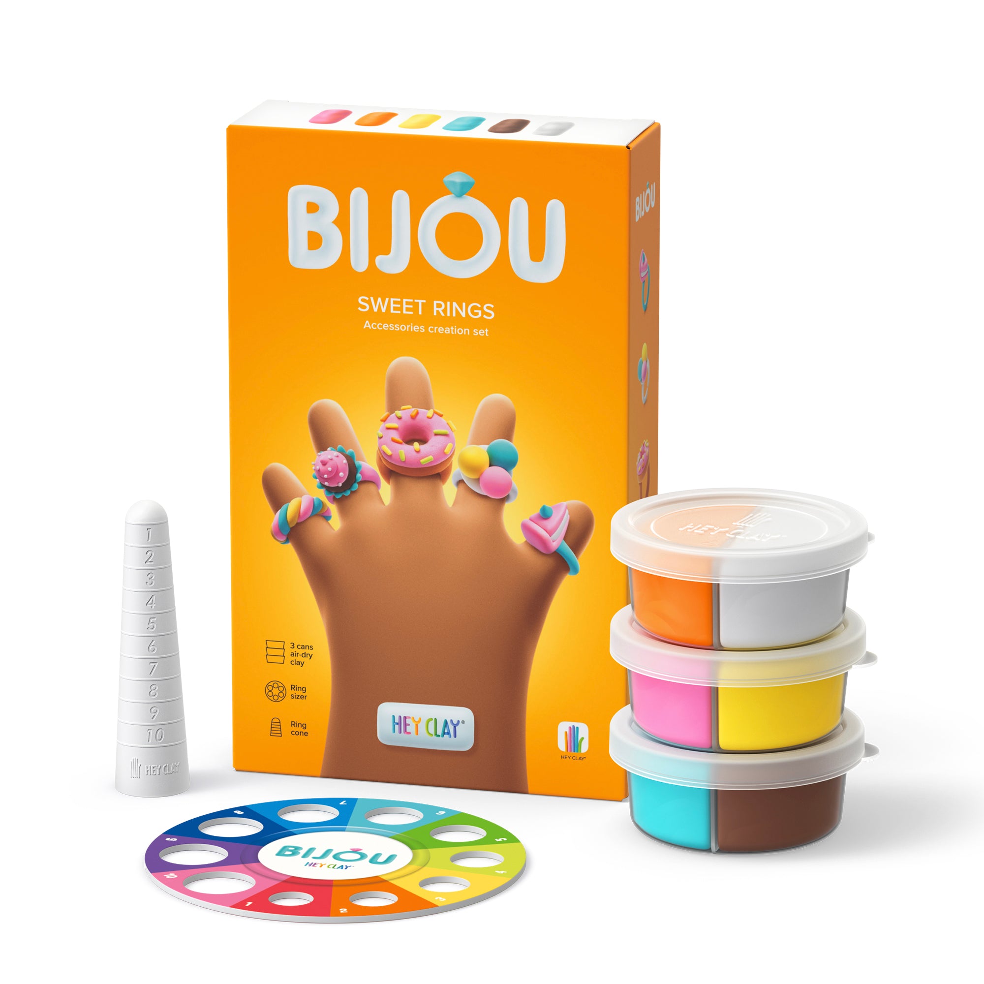 Boji Alive STONES 2個セット HEY CLAY Bijou Sweet Rings - Air-Dry Clay Kit for Kids