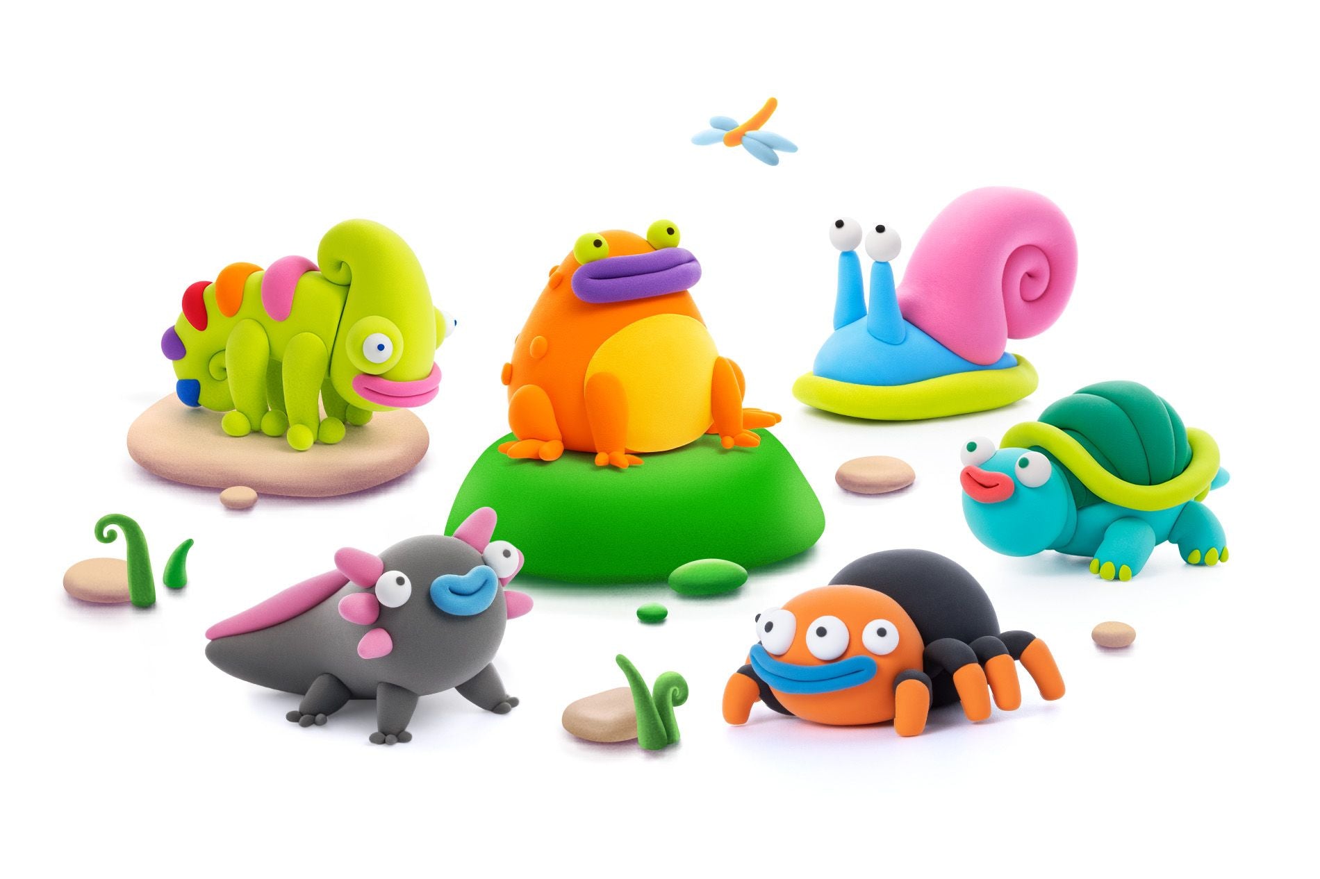 HEY CLAY Tarantula, Turtle & Orange Frog - Exotic Pet Clay
